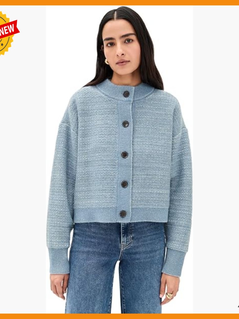 Heavyweight Brushed Knit Cardigan, Mock Neck, Ribbed Edges, Dry Clean Only
